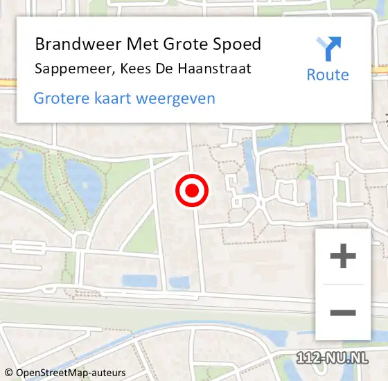 Locatie op kaart van de 112 melding: Brandweer Met Grote Spoed Naar Sappemeer, Kees De Haanstraat op 27 september 2020 17:48