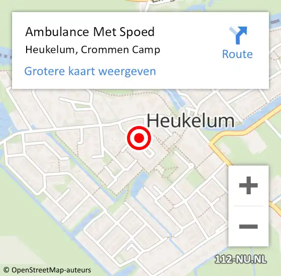 Locatie op kaart van de 112 melding: Ambulance Met Spoed Naar Heukelum, Crommen Camp op 27 september 2020 17:55