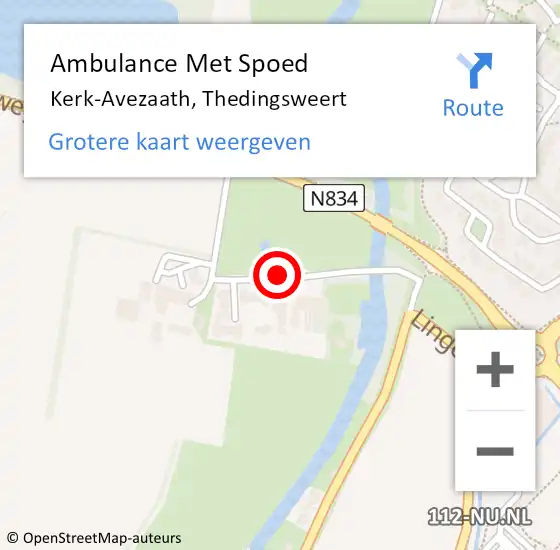 Locatie op kaart van de 112 melding: Ambulance Met Spoed Naar Kerk-Avezaath, Thedingsweert op 27 september 2020 18:27