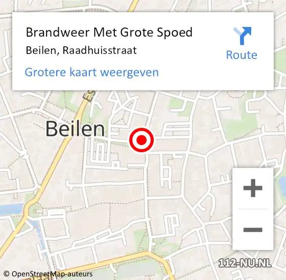 Locatie op kaart van de 112 melding: Brandweer Met Grote Spoed Naar Beilen, Raadhuisstraat op 27 september 2020 19:59