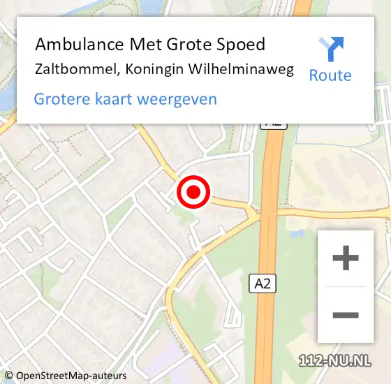 Locatie op kaart van de 112 melding: Ambulance Met Grote Spoed Naar Zaltbommel, Koningin Wilhelminaweg op 27 september 2020 20:02