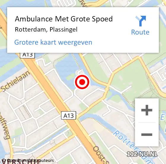 Locatie op kaart van de 112 melding: Ambulance Met Grote Spoed Naar Rotterdam, Plassingel op 27 september 2020 20:50