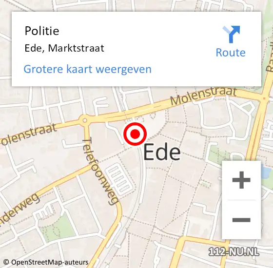 Locatie op kaart van de 112 melding: Politie Ede, Marktstraat op 27 september 2020 21:22