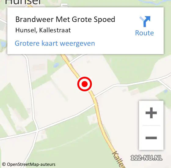 Locatie op kaart van de 112 melding: Brandweer Met Grote Spoed Naar Hunsel, Kallestraat op 27 september 2020 22:16