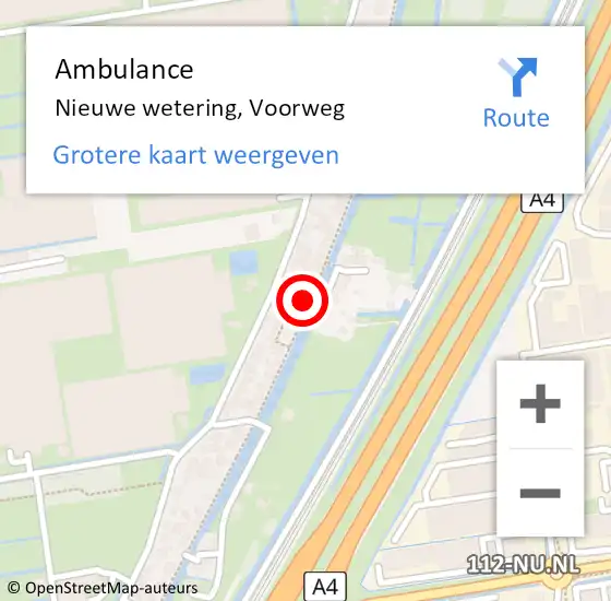 Locatie op kaart van de 112 melding: Ambulance Nieuwe wetering, Voorweg op 2 oktober 2013 14:09