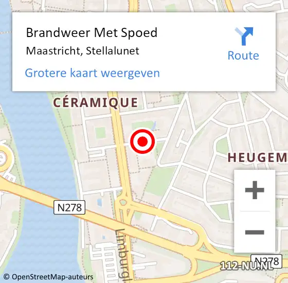 Locatie op kaart van de 112 melding: Brandweer Met Spoed Naar Maastricht, Stellalunet op 27 september 2020 23:04
