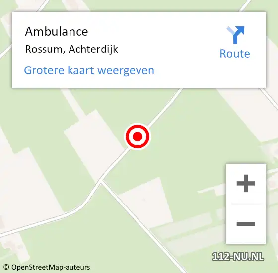 Locatie op kaart van de 112 melding: Ambulance Rossum, Achterdijk op 28 september 2020 07:46