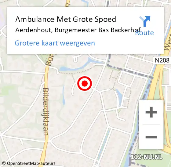 Locatie op kaart van de 112 melding: Ambulance Met Grote Spoed Naar Aerdenhout, Burgemeester Bas Backerhof op 28 september 2020 08:15