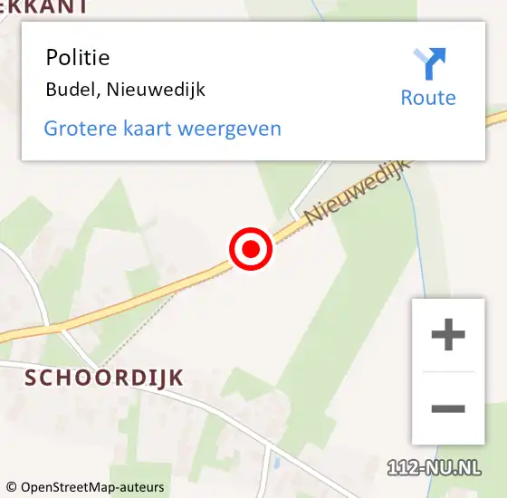 Locatie op kaart van de 112 melding: Politie Budel, Nieuwedijk op 28 september 2020 08:42