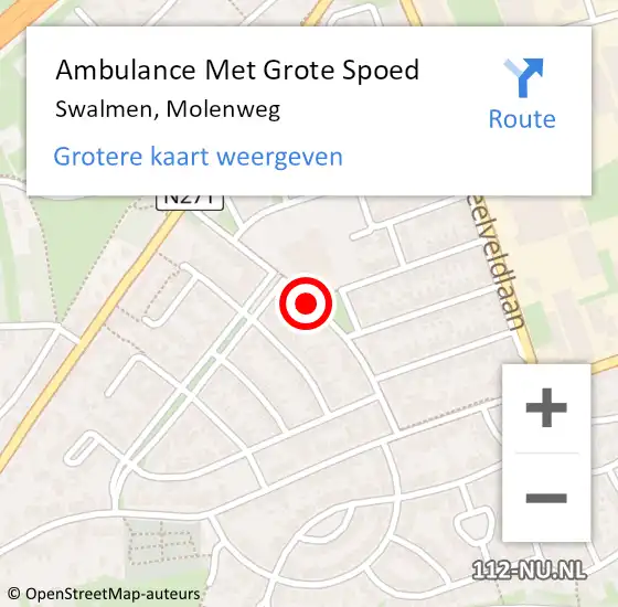 Locatie op kaart van de 112 melding: Ambulance Met Grote Spoed Naar Swalmen, Molenweg op 28 september 2020 08:47