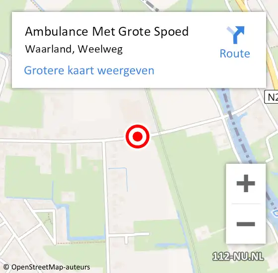 Locatie op kaart van de 112 melding: Ambulance Met Grote Spoed Naar Waarland, Weelweg op 28 september 2020 08:52