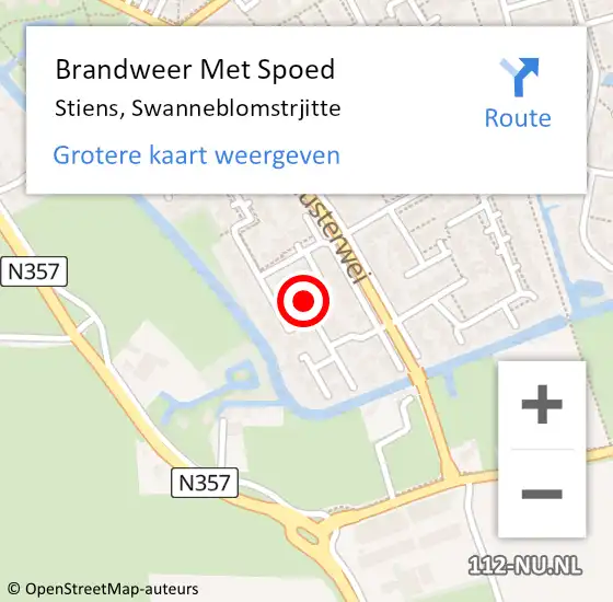 Locatie op kaart van de 112 melding: Brandweer Met Spoed Naar Stiens, Swanneblomstrjitte op 28 september 2020 09:08