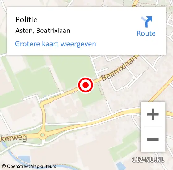 Locatie op kaart van de 112 melding: Politie Asten, Beatrixlaan op 28 september 2020 11:11