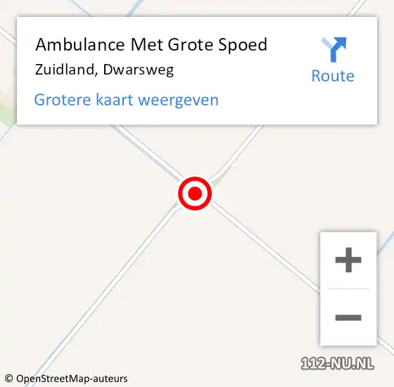 Locatie op kaart van de 112 melding: Ambulance Met Grote Spoed Naar Zuidland, Dwarsweg op 28 september 2020 11:28