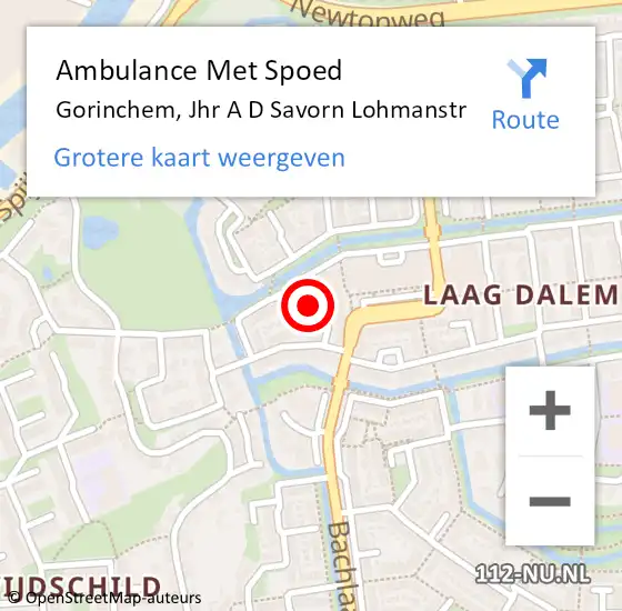 Locatie op kaart van de 112 melding: Ambulance Met Spoed Naar Gorinchem, Jhr A D Savorn Lohmanstr op 28 september 2020 11:30