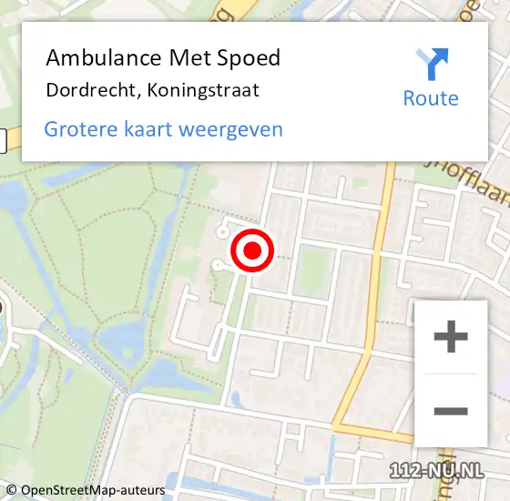 Locatie op kaart van de 112 melding: Ambulance Met Spoed Naar Dordrecht, Koningstraat op 28 september 2020 12:13