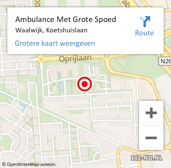 Locatie op kaart van de 112 melding: Ambulance Met Grote Spoed Naar Waalwijk, Koetshuislaan op 28 september 2020 12:22