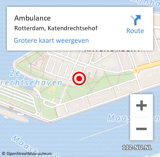 Locatie op kaart van de 112 melding: Ambulance Rotterdam, Katendrechtsehof op 28 september 2020 13:30