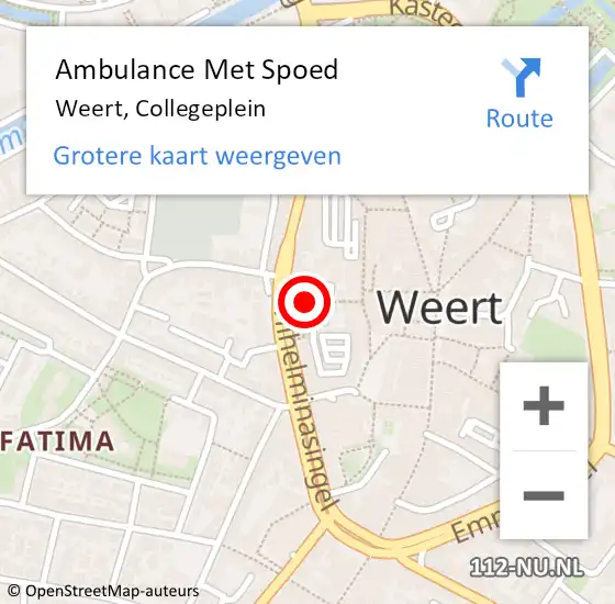 Locatie op kaart van de 112 melding: Ambulance Met Spoed Naar Weert, Collegeplein op 28 september 2020 13:35