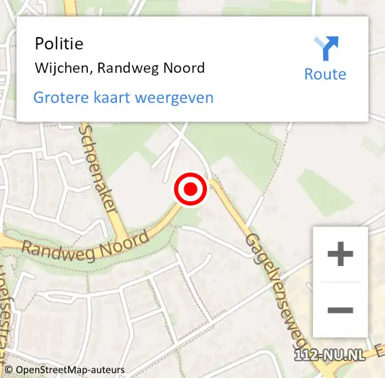 Locatie op kaart van de 112 melding: Politie Wijchen, Randweg Noord op 28 september 2020 13:38