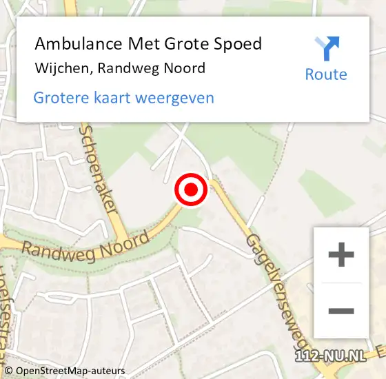 Locatie op kaart van de 112 melding: Ambulance Met Grote Spoed Naar Wijchen, Randweg Noord op 28 september 2020 13:38
