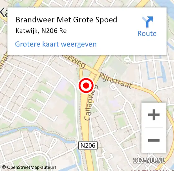 Locatie op kaart van de 112 melding: Brandweer Met Grote Spoed Naar Katwijk, N206 Re op 28 september 2020 14:48