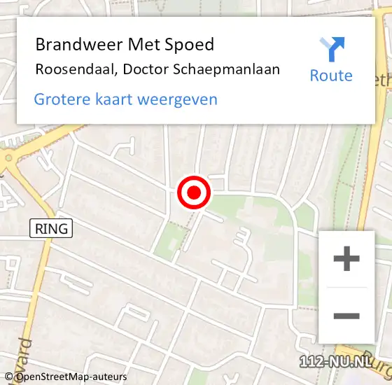 Locatie op kaart van de 112 melding: Brandweer Met Spoed Naar Roosendaal, Doctor Schaepmanlaan op 28 september 2020 14:59