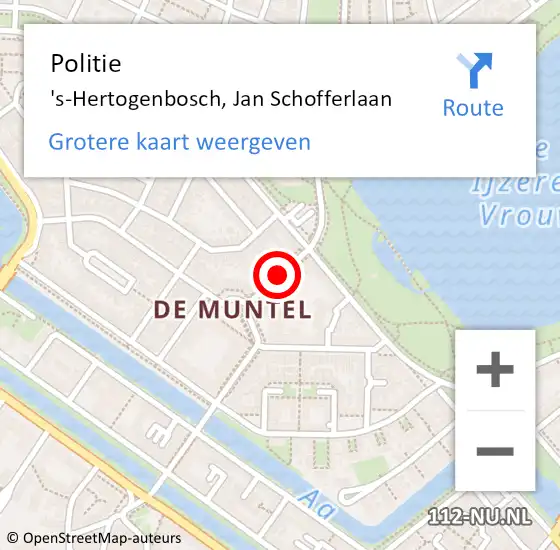 Locatie op kaart van de 112 melding: Politie 's-Hertogenbosch, Jan Schofferlaan op 28 september 2020 15:05