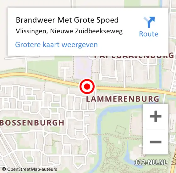 Locatie op kaart van de 112 melding: Brandweer Met Grote Spoed Naar Vlissingen, Nieuwe Zuidbeekseweg op 28 september 2020 15:17