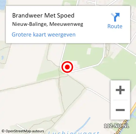 Locatie op kaart van de 112 melding: Brandweer Met Spoed Naar Nieuw-Balinge, Meeuwenweg op 20 mei 2014 12:33