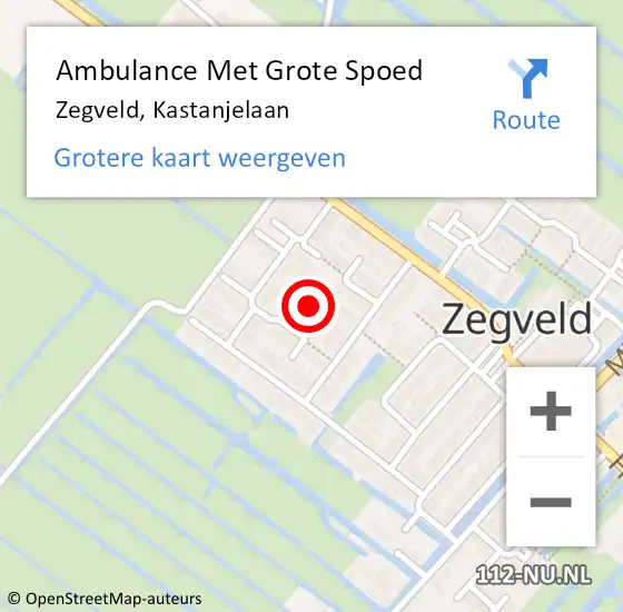 Locatie op kaart van de 112 melding: Ambulance Met Grote Spoed Naar Zegveld, Kastanjelaan op 28 september 2020 16:43