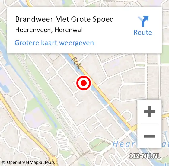 Locatie op kaart van de 112 melding: Brandweer Met Grote Spoed Naar Heerenveen, Herenwal op 28 september 2020 17:09