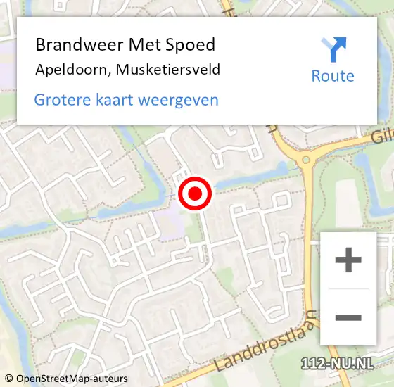 Locatie op kaart van de 112 melding: Brandweer Met Spoed Naar Apeldoorn, Musketiersveld op 28 september 2020 17:20