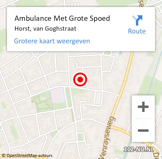 Locatie op kaart van de 112 melding: Ambulance Met Grote Spoed Naar Horst, van Goghstraat op 20 mei 2014 12:41