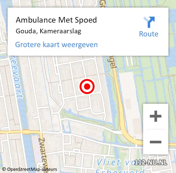 Locatie op kaart van de 112 melding: Ambulance Met Spoed Naar Gouda, Kameraarslag op 28 september 2020 18:13