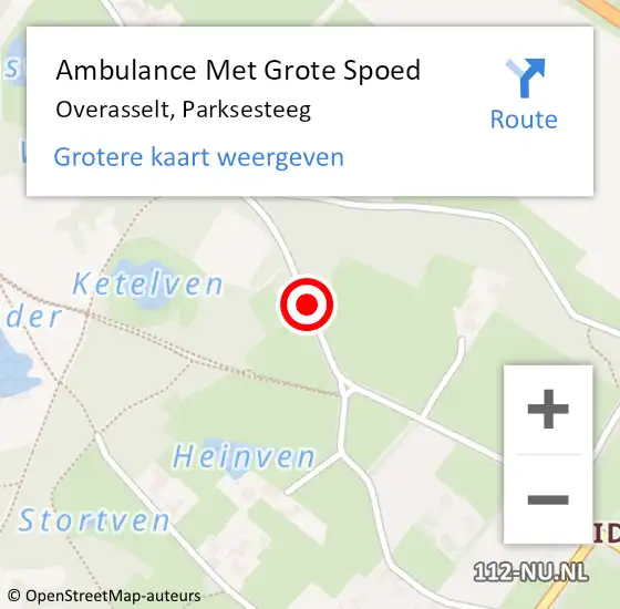 Locatie op kaart van de 112 melding: Ambulance Met Grote Spoed Naar Overasselt, Parksesteeg op 28 september 2020 20:14