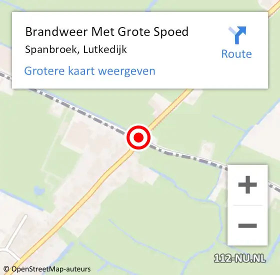 Locatie op kaart van de 112 melding: Brandweer Met Grote Spoed Naar Spanbroek, Lutkedijk op 28 september 2020 20:37