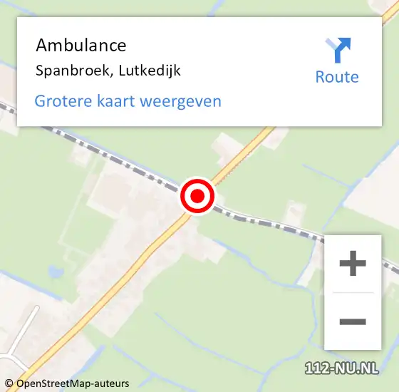 Locatie op kaart van de 112 melding: Ambulance Spanbroek, Lutkedijk op 28 september 2020 20:53