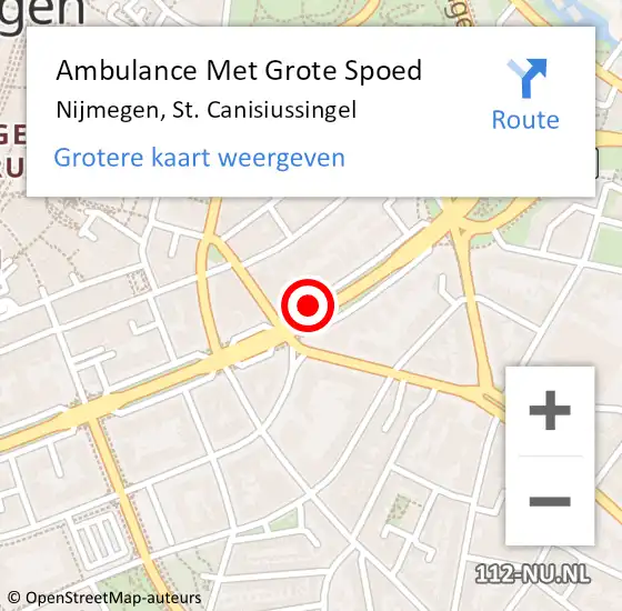 Locatie op kaart van de 112 melding: Ambulance Met Grote Spoed Naar Nijmegen, St. Canisiussingel op 28 september 2020 21:00