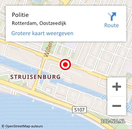 Locatie op kaart van de 112 melding: Politie Rotterdam, Oostzeedijk op 28 september 2020 21:45