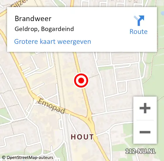 Locatie op kaart van de 112 melding: Brandweer Geldrop, Bogardeind op 28 september 2020 21:52