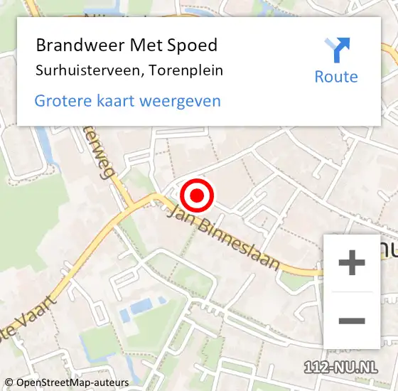 Locatie op kaart van de 112 melding: Brandweer Met Spoed Naar Surhuisterveen, Torenplein op 28 september 2020 21:54