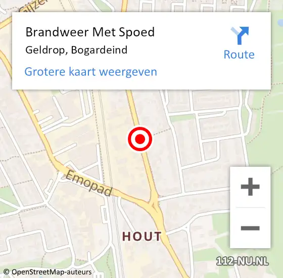 Locatie op kaart van de 112 melding: Brandweer Met Spoed Naar Geldrop, Bogardeind op 28 september 2020 22:15