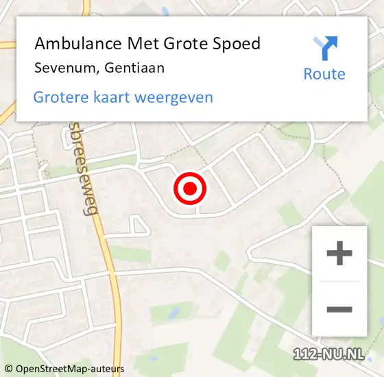 Locatie op kaart van de 112 melding: Ambulance Met Grote Spoed Naar Sevenum, Gentiaan op 20 mei 2014 13:02