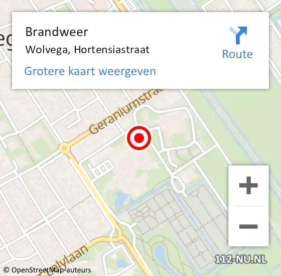 Locatie op kaart van de 112 melding: Brandweer Wolvega, Hortensiastraat op 28 september 2020 23:18