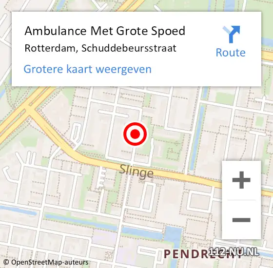 Locatie op kaart van de 112 melding: Ambulance Met Grote Spoed Naar Rotterdam, Schuddebeursstraat op 28 september 2020 23:53