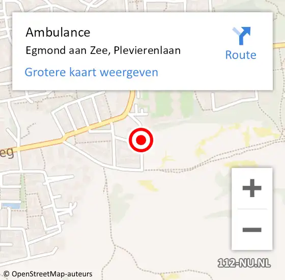 Locatie op kaart van de 112 melding: Ambulance Egmond aan Zee, Plevierenlaan op 28 september 2020 23:59