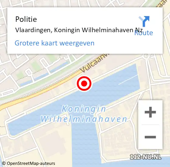 Locatie op kaart van de 112 melding: Politie Vlaardingen, Koningin Wilhelminahaven Nz op 29 september 2020 00:22