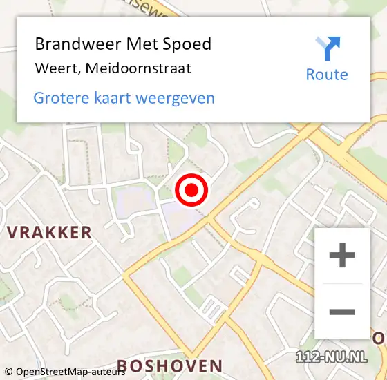 Locatie op kaart van de 112 melding: Brandweer Met Spoed Naar Weert, Meidoornstraat op 29 september 2020 02:24