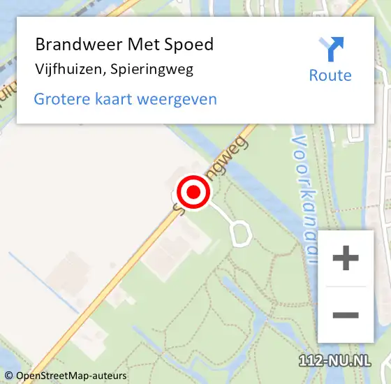 Locatie op kaart van de 112 melding: Brandweer Met Spoed Naar Vijfhuizen, Spieringweg op 29 september 2020 02:52